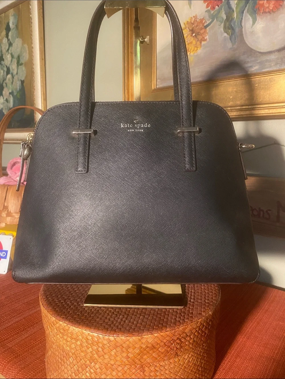 Kate Spade NY Cedar Street Maise satchel shoulder handbag cross stitch leather